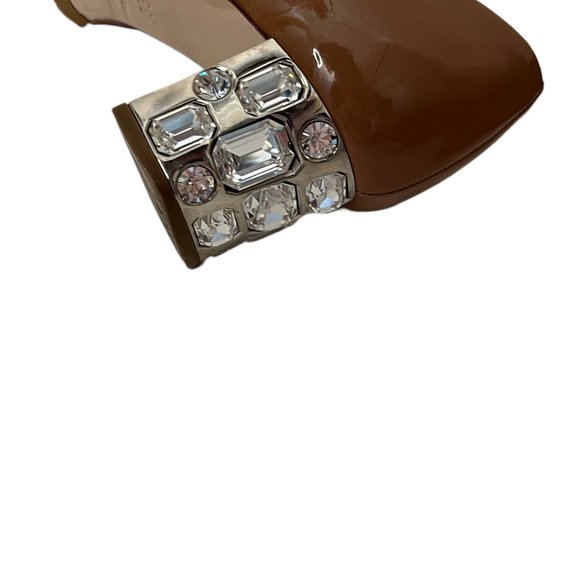 Miu Miu Patent Leather Open Toe embellished Caramel Pumps Size 35 (US Size 4.5) - Picture 8 of 13